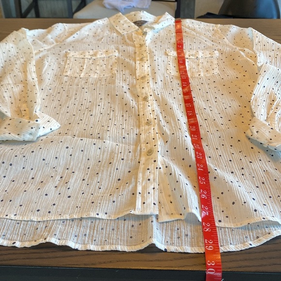 Eddie Bauer womens long sleeve black polka dot sheer top - size L - Picture 5 of 10